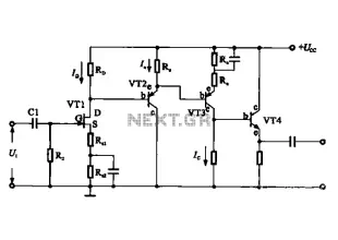 Combination of common-source grounded emitter amplifier