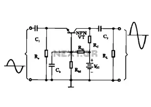 Common base transistor amplifier circuit of a unit