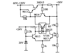High voltage stabilizing circuit diagram composed of optocouplers