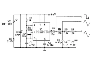 Multiple waveform generator circuit diagram