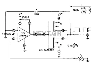 Unsteady circuit diagram of a CMOS transistor pair