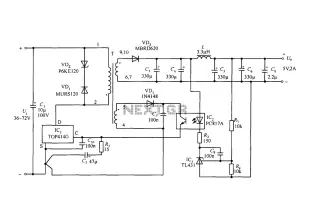 5V TOP414G 2A isolated switching power supply circuit