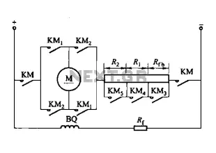 A DC motor reverse brake circuit