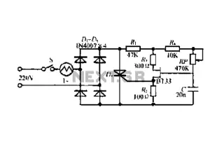 A variable speed fan motor thyristor circuit