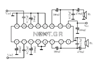 D2025 dual-channel audio amplifier circuit diagram