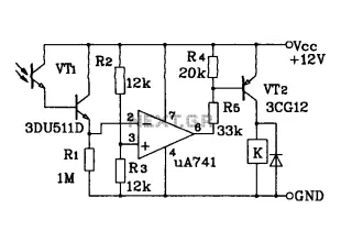 Darlington phototransistor type light-triggered circuit diagram of a switching application