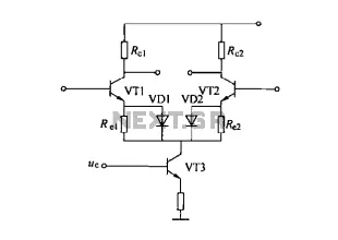 Emitter negative feedback differential amplifier gain control circuit