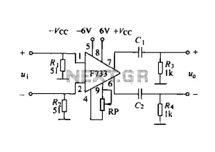 F733 integrated amplifiers common emitter - common base wideband amplifier circuit