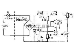 Unidirectional thyristor dimmer lights triggered ordinary transistor circuit