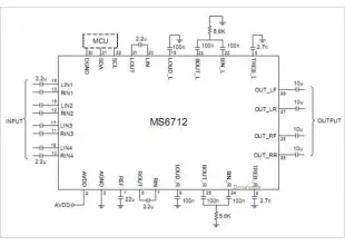 MS6712 4 Stereo Inputs And 4-Channel Outputs Volume Tone Balance Fader Loudness And Selectable Input Gain