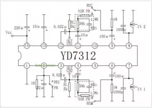YD7312 DUAL RECORDING/PLAYBACK PREAMPLIFIER CIRCUIT WITH ALC