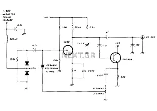 Varactor-tuned 10 mhz ceramic resonator oscillator