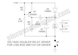 555 Voltage Doubler Relay Driver