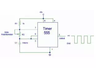 555 Timer IC for Square Wave Generator Application