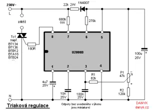 Triac regulation of mains voltage