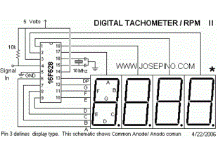 PIC16F628 as digital Tachometer