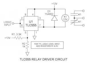 555 tlc555 relay driver circuit