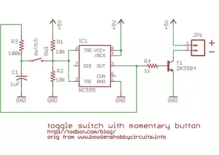 momentary button as onoff toggle using 555