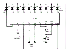 VU meter circuit for LM3915 PCB