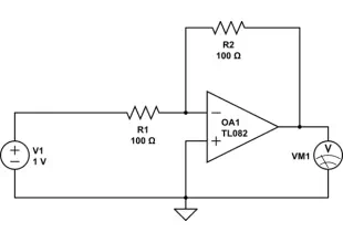 op amp Flow of current in a simple inverting amplifier circuit