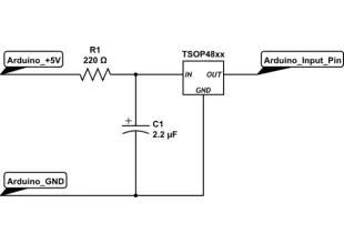 How should I wire up the circuit to connect a TSOP4838 (Radio Shack 276-64) infrared receiver to an Arduino