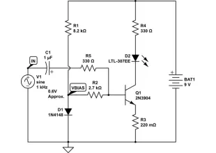 led How do I amplify a dc voltage that is too weak to trigger the base in a transistor
