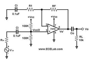 capacitor values for non inverting op amp circuit