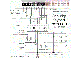 Security Lock with keypad and LCD (PIC16F84A)