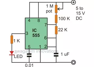 Flasher and Fader LED Circuit Using IC 555