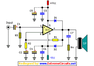 TDA2030 18W + 18W Stereo Hi-Fi Audio Amplifier circuit and explanation