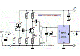 Schematic Diagram DCF77 Preamplifier circuit and explanation