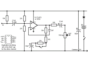 simple stereo electret microphone preamplifier