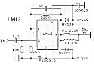 LM12 - High Power Amplifier circuit Schematic Diagram