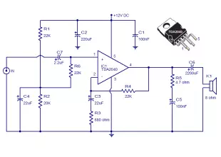 tda2040 car stereo amplifier circuit