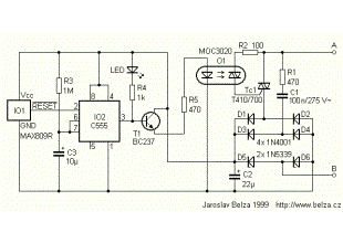 AC time delay circuit with 555