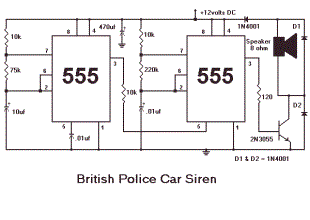 Siren Circuits using timer 555