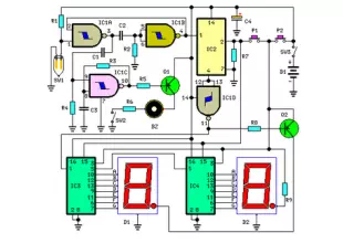 Digital Step-Km Counter Circuit Schematic