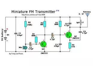 Miniature FM transmitter circuit