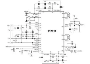 70W Stereo Audio Amplifier Circuit based STA550