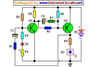 Flashing-LED Battery-Status Indicator Circuit