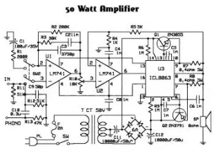 50W Audio Amplifier Circuit