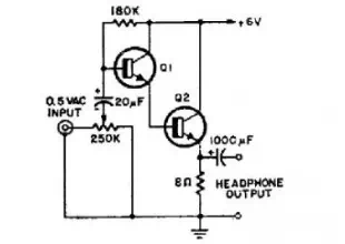 Simple 2 Transistor Headphone Amplifier