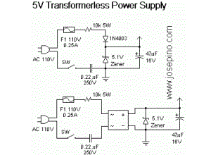 5V transformerless Power Supply