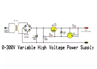 Light circuit diagram: 0-300V Variable High Voltage Power Supply