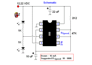 Simple Astable 555 Timer IC Flasher