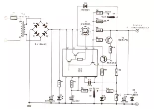 IC 723 Power Supply Circuit with Current Indicator