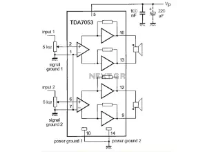 TDA 7053 Stereo Audio Amplifier Circuit