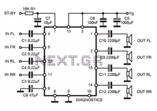 TDA7375 Car Audio Amplifier Circuit