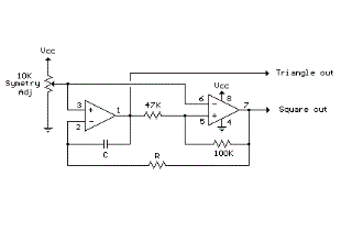 Audio Triangle Square Wave Generator Using Op-Amp
