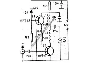 VHF Antenna Amplifier Circuit Using BFT66 Transistor